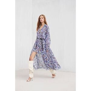 IRO Blue Floral Wye Overlay Maxi 
Dress Size FR-36 US-4